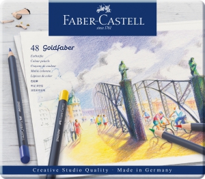 Creioane Colorate pentru Artisti - Creioane Colorate 48 Culori Goldfaber Cutie Metal Faber-Castell